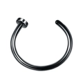 Detail eines schwarzen 10mm Edelstahl-Nasenrings ohne Piercing mit runden Enden - 0.8*6+2mm / Schwarz