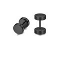 Matte black barbell stud earrings in surgical steel with flat round disc design - Barbell Round Disc Style (Style 1)