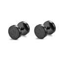 Matte black barbell stud earrings for men made of durable surgical stainless steel - 10mm / Fine Sand Frosted Style (Style D)