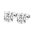 Detailansicht der quadratischen Zirkonia-Ohrstecker mit silberfarbener Vier-Krallen-Fassung - Stil E-Silber-Quadrat CZ (Schmetterlingsverschluss)