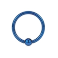 Blue titanium steel captive bead ring piercing jewelry with polished finish and ball closure - Blue