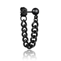 Black punk style stainless steel stud earring with ball head and cuban link chain design - U-Shaped Chain Stud (Style 44)