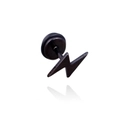Fashionable black lightning bolt stud earrings in matte titanium steel for men - Black
