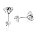 Boucles d'oreilles puces en argent avec zircons ronds sertis griffes et fermoir papillon - Style Fermoir Papillon / Mini / Argent