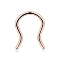 Close-up of a 16G rose gold horseshoe barbell piercing with smooth polished finish - Rose Gold