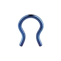 U-shaped blue anodized stainless steel septum retainer and body piercing ring - Blue