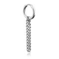 Boucle d'oreille en acier inoxydable argenté avec triple pompon chaîne sur fond blanc - Gland à Chaîne Gourmette (Style-1)