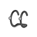 Ear cuff nero a doppio strato con due pietre di zirconia cubica trasparenti per cartilagine - Nero (Stile Tre)