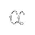 Polsino per orecchio in argento a doppio strato con zirconi brillanti e design a forma di C - Argento (Stile Tre)