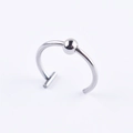Anello per labbra in acciaio inossidabile con sfera mobile e terminale piatto per piercing - Con Pallina / 1.0x8mm / Argento