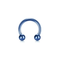 Metallic blue stainless steel horseshoe septum ring with ball ends for piercings - Blue