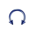 Blue horseshoe piercing ring with spikes made of surgical steel for nose and ear - Blue
