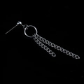 Boucle d'oreille punk en acier inoxydable avec pampilles argentées et pendentif - Gland à Chaîne Gourmette Plate (Style-20)