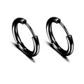 Set di 12 paia di orecchini a perno a manubrio e cerchi in acciaio inossidabile nero - Stile Cerchio Minimalista / Nero