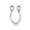 Gepolijste zilveren roestvrijstalen U-vormige septum piercingring met bollen - Stijl B-Zilver