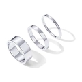 Three-piece minimalist silver stainless steel stacking ring set with polished mirror finish - Size 5 / Three-Piece Set / Silver