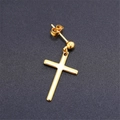 Orecchino a bilanciere in oro lucido con pendente a croce lunga e perno a sfera liscia - Orecchino a Sfera con Croce (Modello E) / Oro