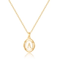 Collier doré élégant avec pendentif ovale lettre A et incrustation en émail blanc - Lettre A