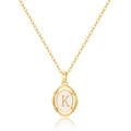Collier pendentif initiale K doré avec incrustation en émail blanc et chaîne en O - Lettre K
