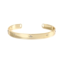 Detailed macro of 14k gold plated open cuff bracelet with starburst engraved crystals - Star Engraved Rhinestone Wide Style (0094-4)