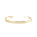 Detailed close-up of a minimalist 14k gold plated open cuff bracelet with a mirror polish - Minimalist Flat Polished Style (0094-5)