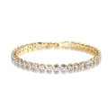 Detail of 14k gold plated bracelet featuring rectangular zircon stones and a fold-over clasp - Rectangular Cut Square Zircon Bracelet (0094-11)