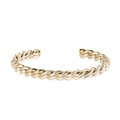 Detailed view of polished 14k gold plated twisted rope cuff bracelet with mirror finish - Twisted Rope Style (0094-2)