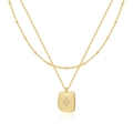 Collana a doppio strato in oro 18K con ciondolo a stella e catena a microsfere - Stile Placca Irregolare Zircone a Stella (0097)