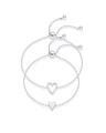 Dettaglio dei bracciali a cuore in argento con chiusura a scorrimento e finitura lucida - Braccialetti Cuore Cavo e Pieno / Argento