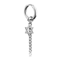 Boucle d'oreille en acier inoxydable poli avec chaîne à pampilles et étoile de David - Hexagramme à Chaîne (Style-4)