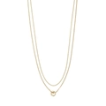 Collana a doppio strato in oro 18K con un ciondolo circolare in zircone testurizzato - Stile Anello Minimalista alla Clavicola (0139)
