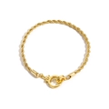 Pulsera de cadena de cuerda dorada minimalista con cierre de anillo de resorte pulido estilo hip hop - Collar de cadena de cuerda