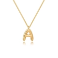 Minimalistische 3D gouden letter A hanger ketting met hoogglans gepolijste afwerking - Letter A / Goud