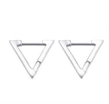 Boucles d'oreilles triangulaires en acier inoxydable argenté au design minimaliste - Anneau Triangle (Style-15)