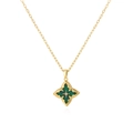 Gouden klavertje vier ketting met groene malachiet textuur en centrale zirkoonsteen - Goud & Groen
