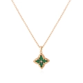 Elegante gouden halsketting met vierpunts sterhanger en groene klaversteen accenten - Roségoud + Groen