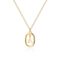 Minimalistische 18K vergulde ketting met ovale hanger en de centrale hoofdletter A - Letter A