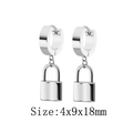 Boucles d'oreilles créoles en acier inoxydable argenté avec pendentif cadenas - Grand Pendentif Cadenas (Style-18)