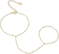 Detail van verstelbare gouden parel zirkoon vinger ketting armband met sluiting - Minimalistische Kralenketting (Stijl 7)