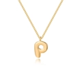 Poliertes Gold Ballon Buchstaben P Anhänger Halskette mit feiner Gliederkette - Buchstabe P / Gold