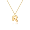 Poliertes 3D-Gold-Buchstaben-R-Anhänger an einer feinen Kette mit Glanz-Effekt - Buchstabe R / Gold