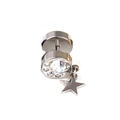 Détail d'un clou d'oreille en acier argenté avec zircone en croissant et étoile - Pendentif Étoile en Zircone (Style-27)