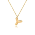 Poliertes 18K Gold 3D Puffy Bubble Buchstabe Y Anhänger Halskette mit feiner Kette - Buchstabe Y / Gold
