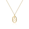 Detailed close-up of 18K gold-plated oval pendant featuring a floating capital letter U - Letter U