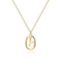 Detail of gold polished oval pendant with letter Y and classic O-chain structure - Letter Y