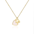 18k vergulde hartvormige ketting met wit parelmoer en gegraveerde letter A hanger - Hart Letter A