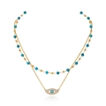 Dettaglio della collana a doppio strato con perle turchesi e ciondolo malocchio - Stile Occhio del Diavolo Turchese (0453-2)