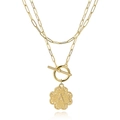Dubbele goudkleurige ketting met paperclip schakels, OT-sluiting en hanger met letter A - Letter A