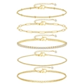 Detail van een 5-delige gouden armbandset met tennisketting en slangen schakels - Goud Zirkonia Snake 5-Delige Set (xp-121)