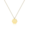 Detailopname van de gouden zeshoekige hanger met uitgesneden engelnummers 222 aan ketting - Goud 222